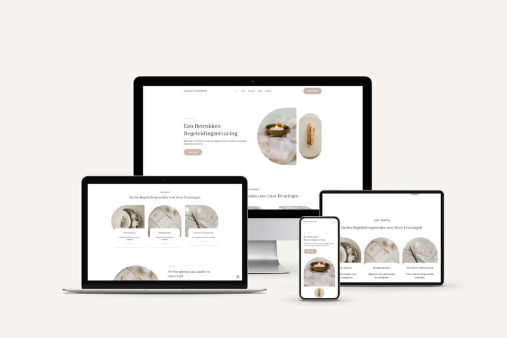 Responsive website ontwerp op desktop, tablet en smartphone voor optimale gebruikservaring.