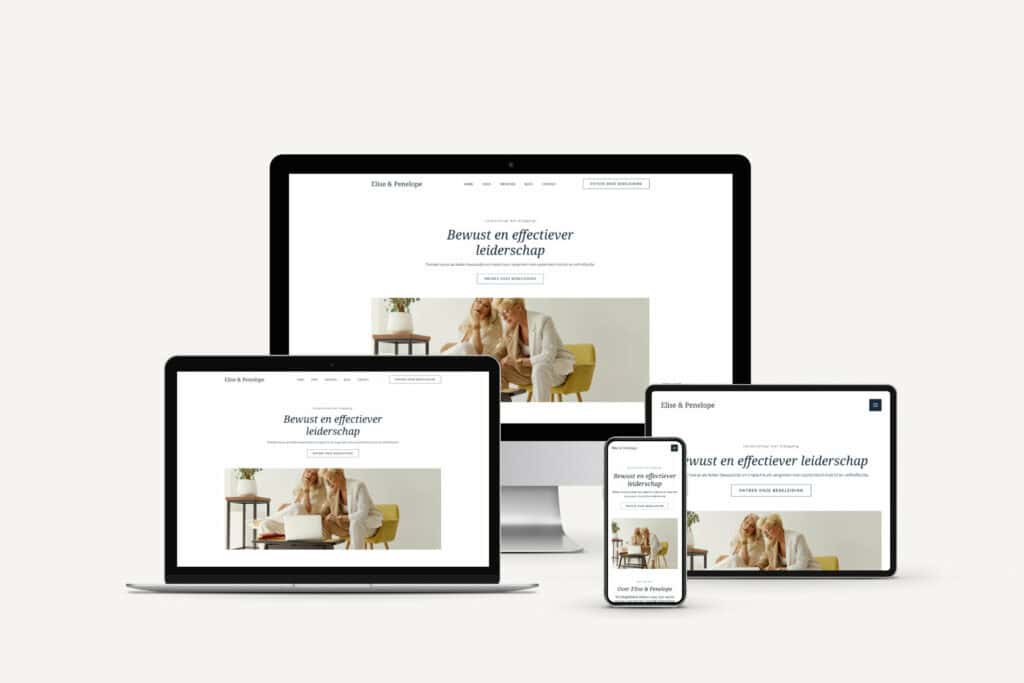 Website weergave van Flourish Online over zakelijk leiderschap en persoonlijke groei.