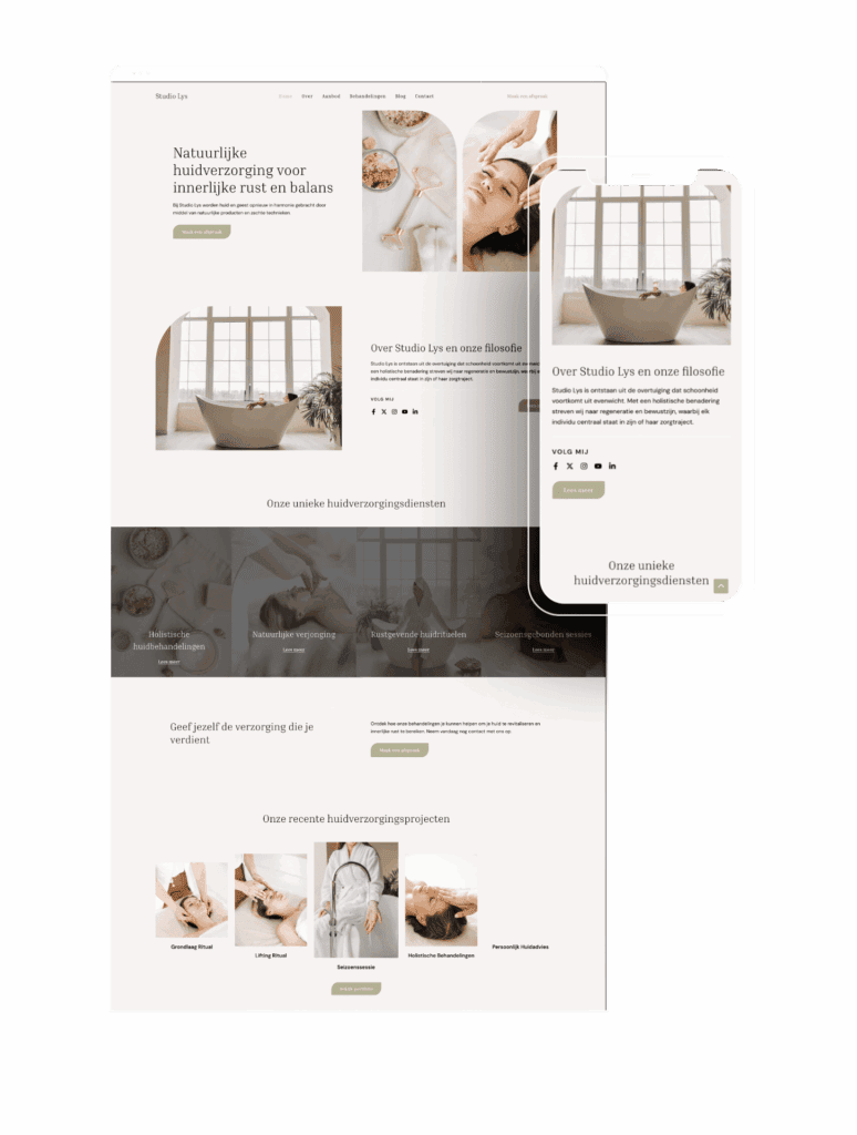 Studio Lys huidverzorgingsstudio met rustgevende sfeer en natuurlijke producten.