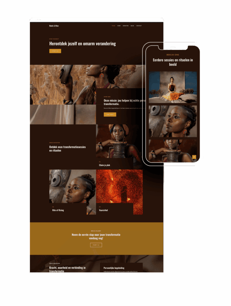 Inspirerende website voor persoonlijke groei en transformatie, Roots & Rise.