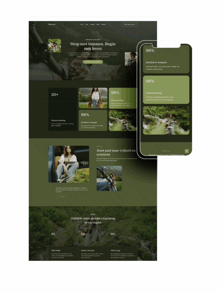 Wild meisje in natuurlijke omgeving, verbonden met de natuur en vrijheid uitstralend.